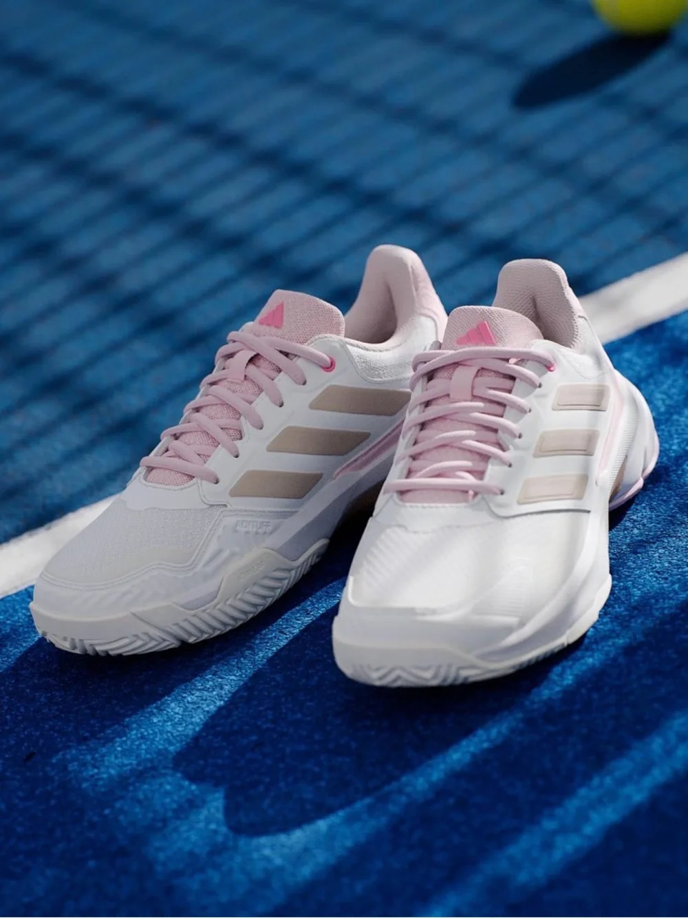 adidas Women's Pink and White Athletic Sneakers- Courtjam3